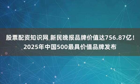 股票配资知识网 新民晚报品牌价值达756.87亿！2025年中国500最具价值品牌发布